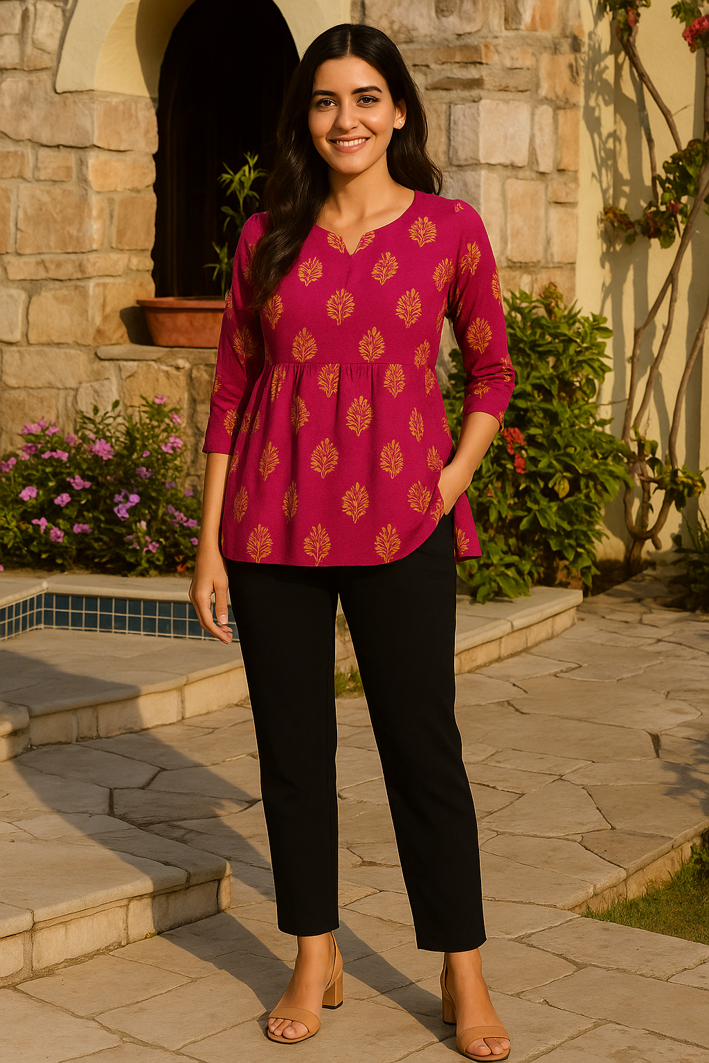 Black Women's Solid Cotton Lycra Kurti Pant