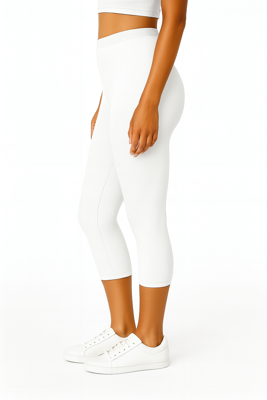 White Women’s Solid Casual Capri