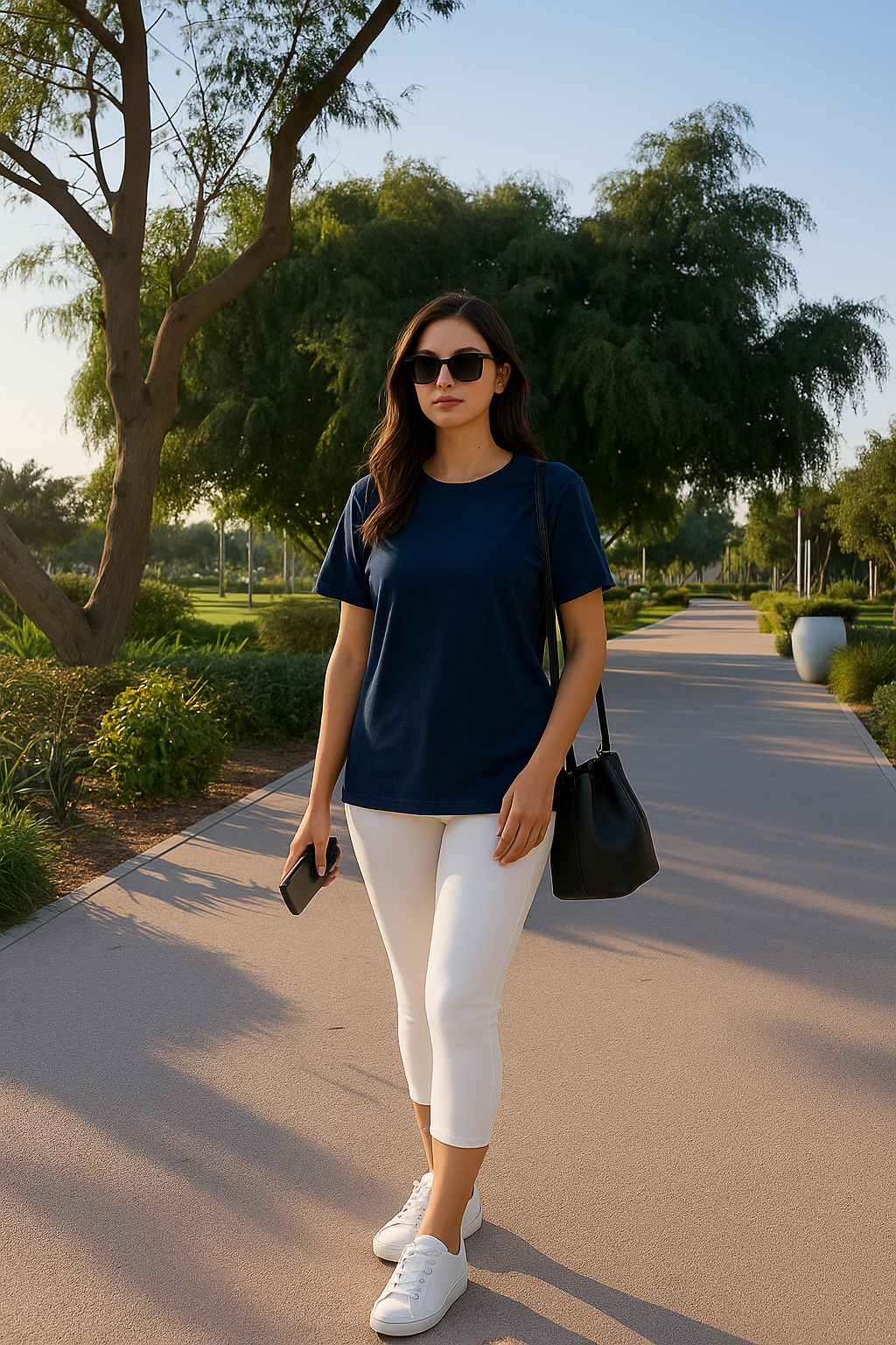 White Women’s Solid Casual Capri