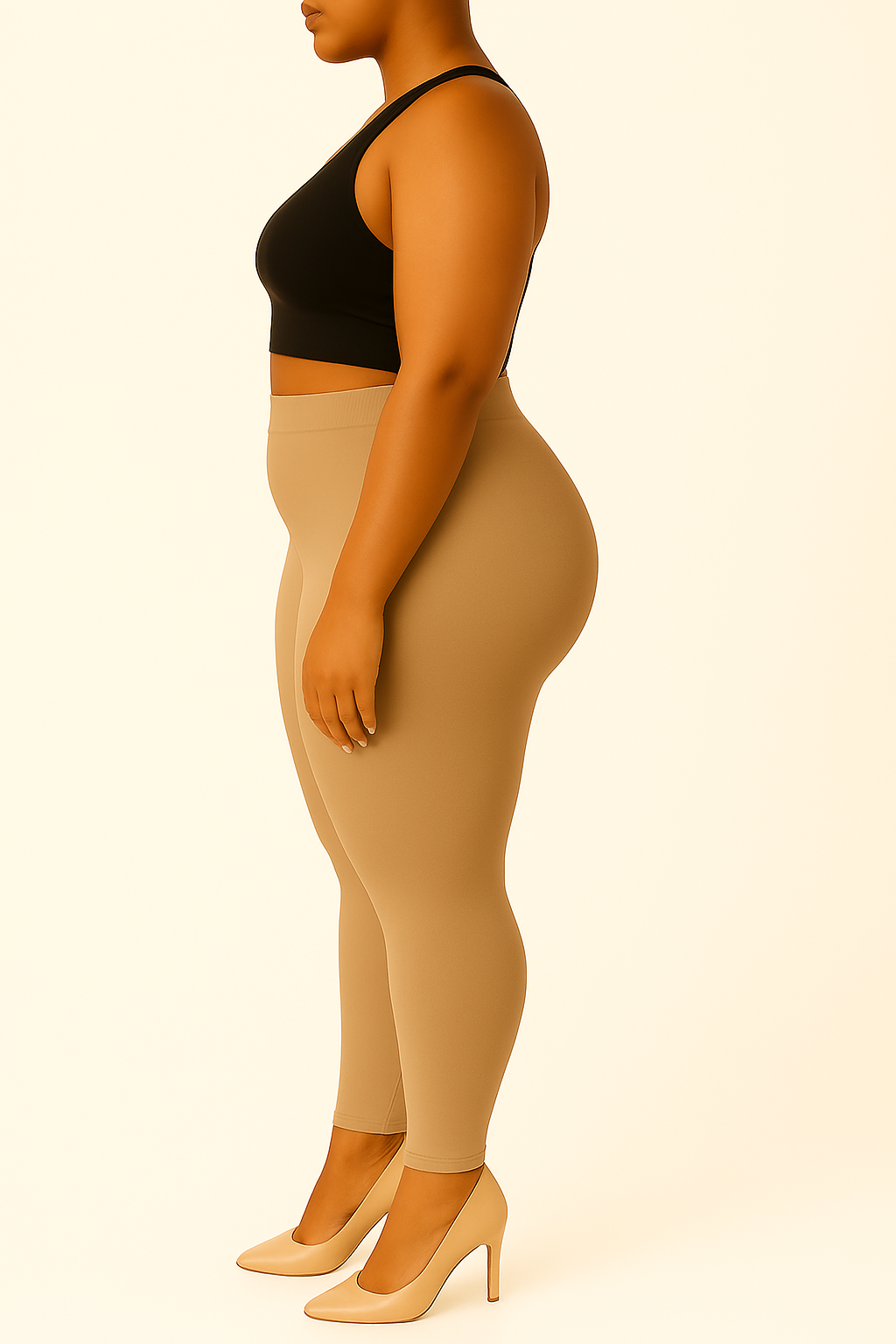 Beige Women's Ankle Length Plus Size Stretchable Cotton Lycra Leggings