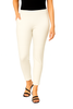 Off White Melange Women's Cotton Lycra Solid Straight Pant