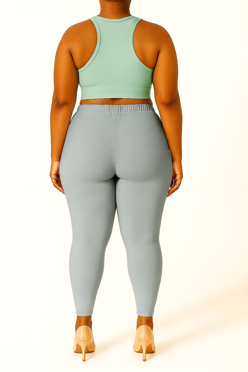 Grey Women's Ankle Length Plus Size Stretchable Cotton Lycra Leggings