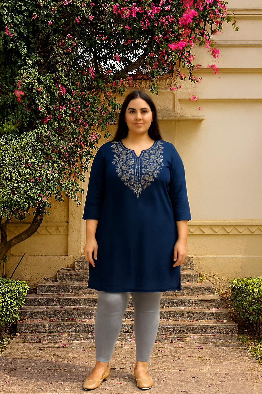 Grey Women's Ankle Length Plus Size Stretchable Cotton Lycra Leggings