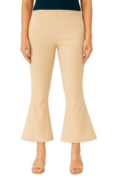 Beige Women's Solid  Bell Bottom Pants`