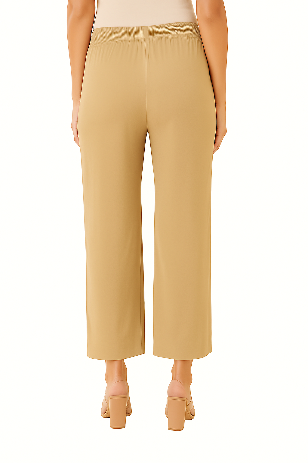 Beige Women's Solid Regular Fit Flare Kurti Pant