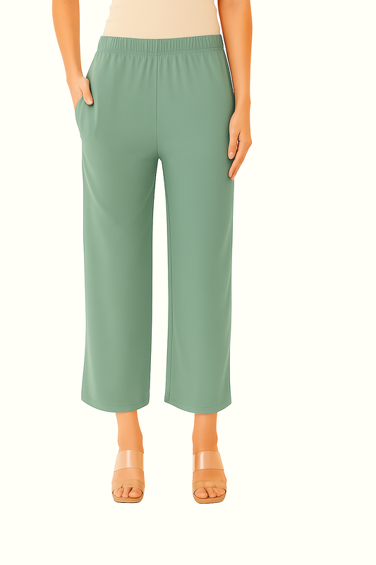 Apple Green Women's Solid Regular Fit Flare Kurti Pant
