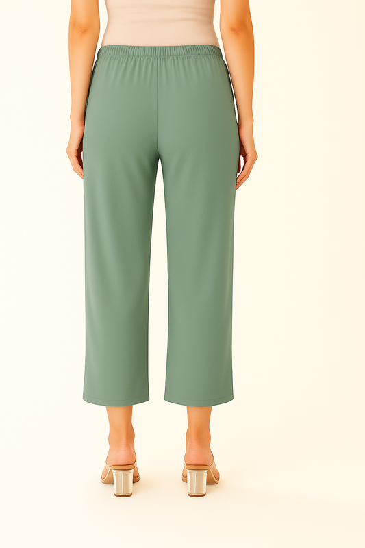 Apple Green Women's Solid Regular Fit Flare Kurti Pant