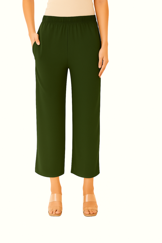 DK Olive Women's Solid Regular Fit Flare Kurti Pant