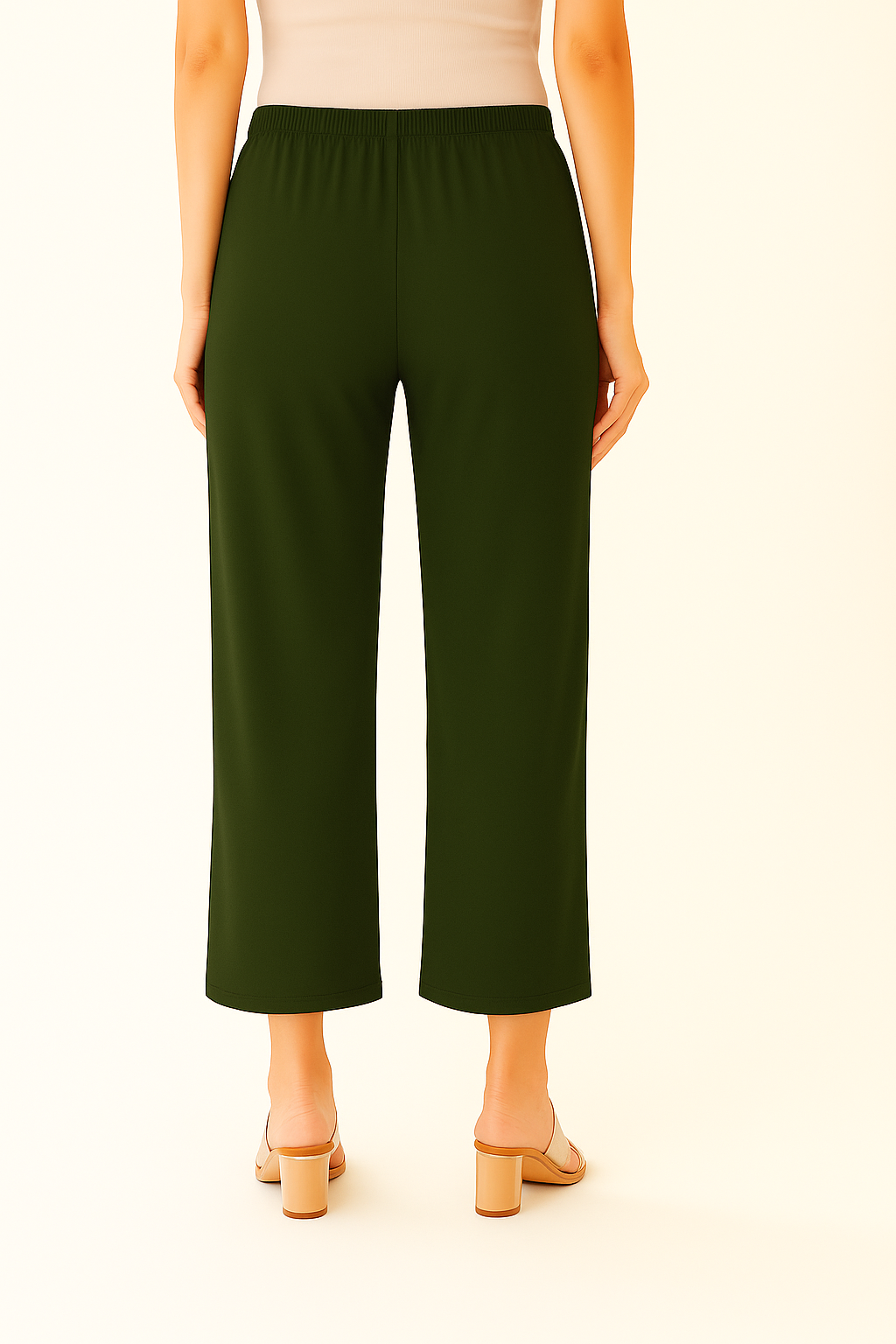 DK Olive Women's Solid Regular Fit Flare Kurti Pant