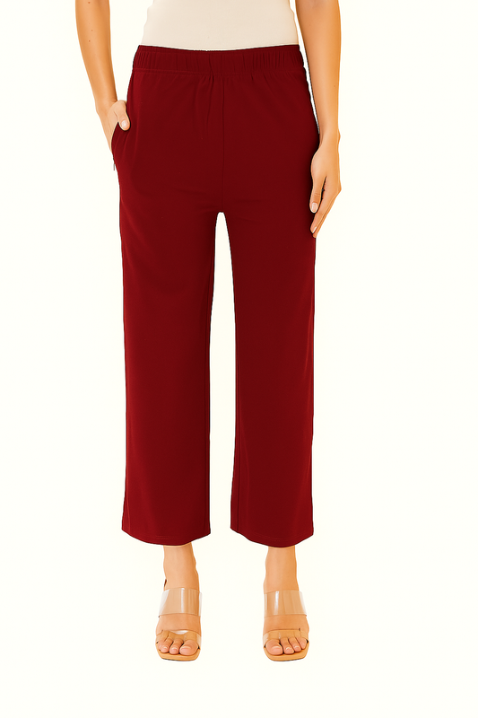Light Maroon Women's Solid Regular Fit Flare Kurti Pant