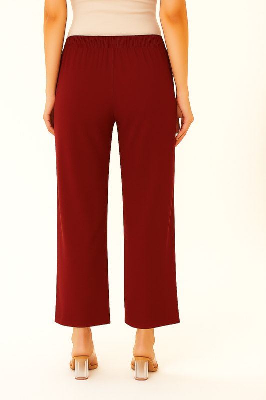 Light Maroon Women's Solid Regular Fit Flare Kurti Pant