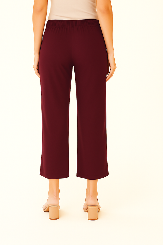 Wine Women's Solid Regular Fit Flare Kurti Pant