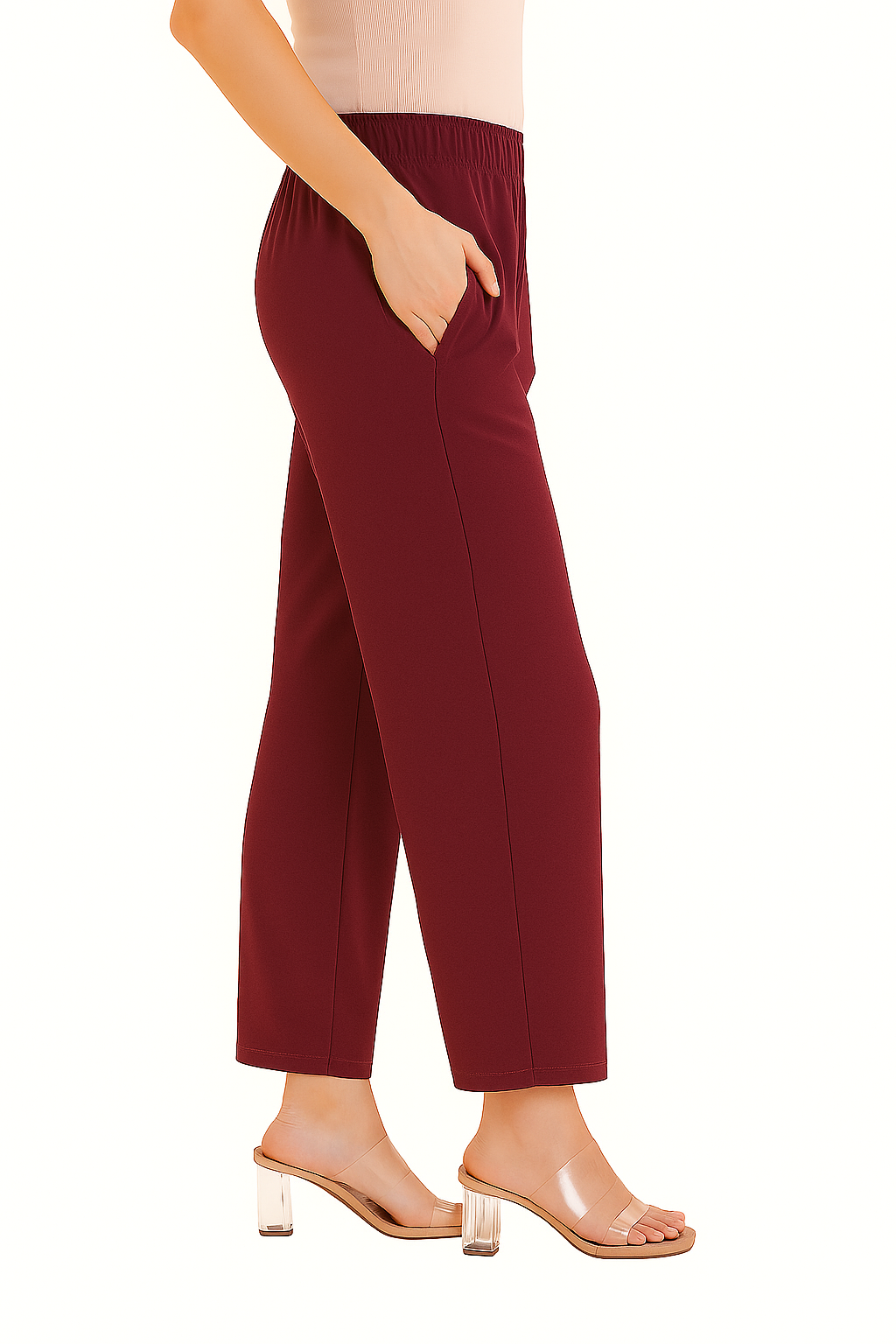 Wine Women's Solid Regular Fit Flare Kurti Pant