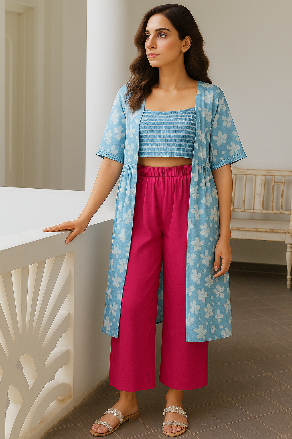 Fuchsia Women's Solid Regular Fit Flare Kurti Pant