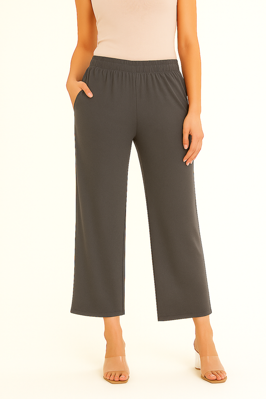 Steel Grey Women's Solid Regular Fit Flare Kurti Pant