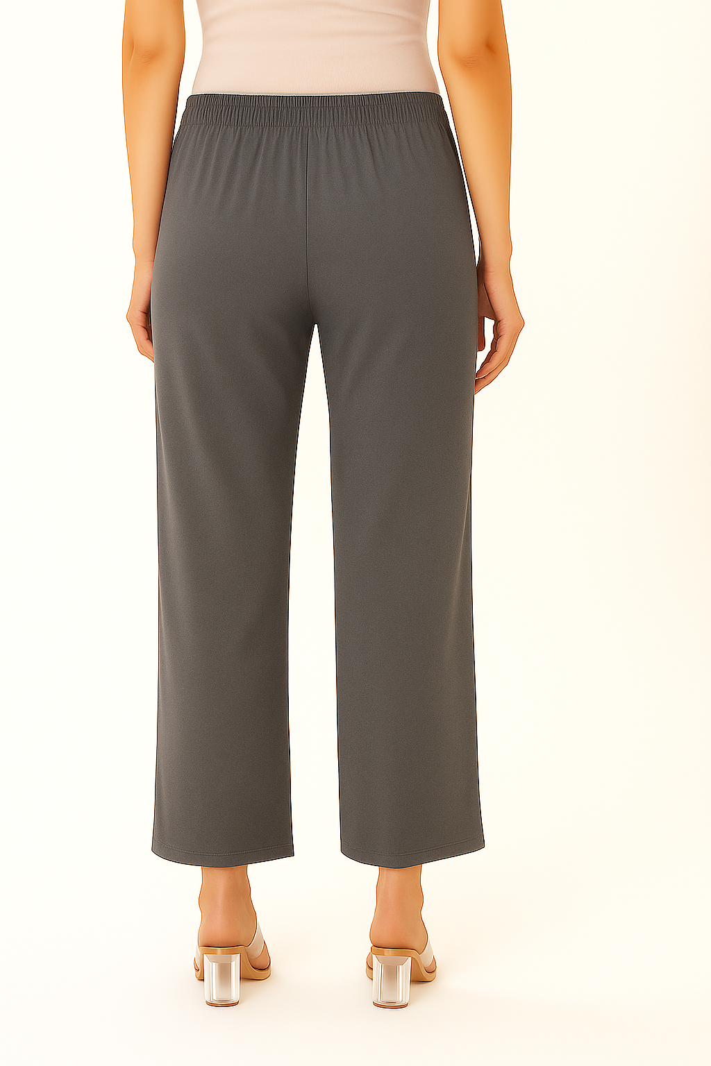 Steel Grey Women's Solid Regular Fit Flare Kurti Pant