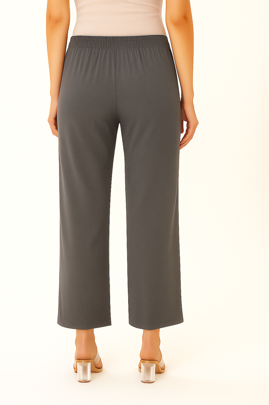 Steel Grey Women's Solid Regular Fit Flare Kurti Pant