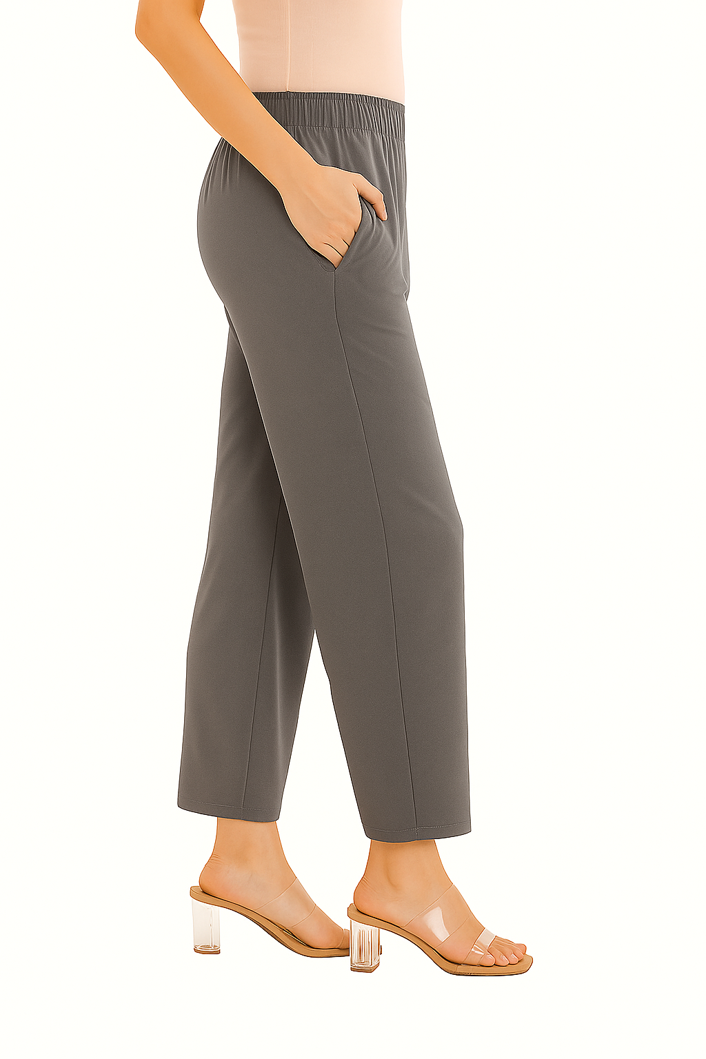 Steel Grey Women's Solid Regular Fit Flare Kurti Pant