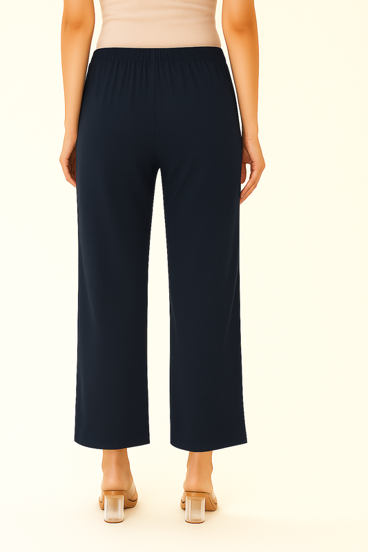 Navy Women's Solid Regular Fit Flare Kurti Pant