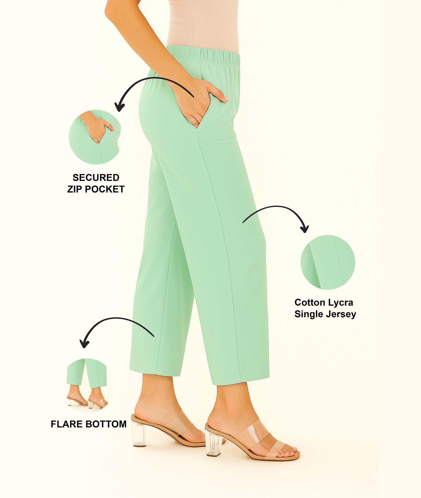 Kiwi Women's Solid Regular Fit Flare Kurti Pant