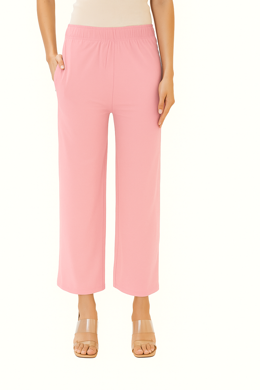 Lt Cherry Women's Solid Regular Fit Flare Kurti Pant