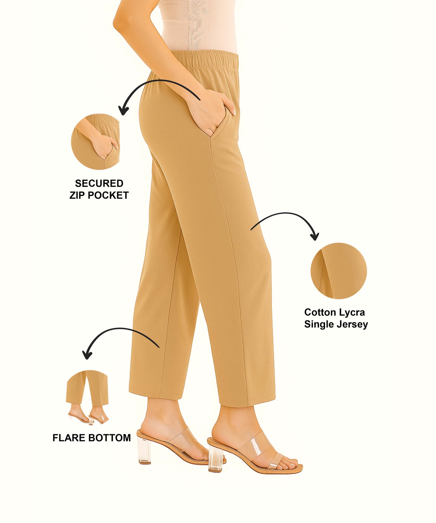 Fawn Women's Solid Regular Fit Flare Kurti Pant