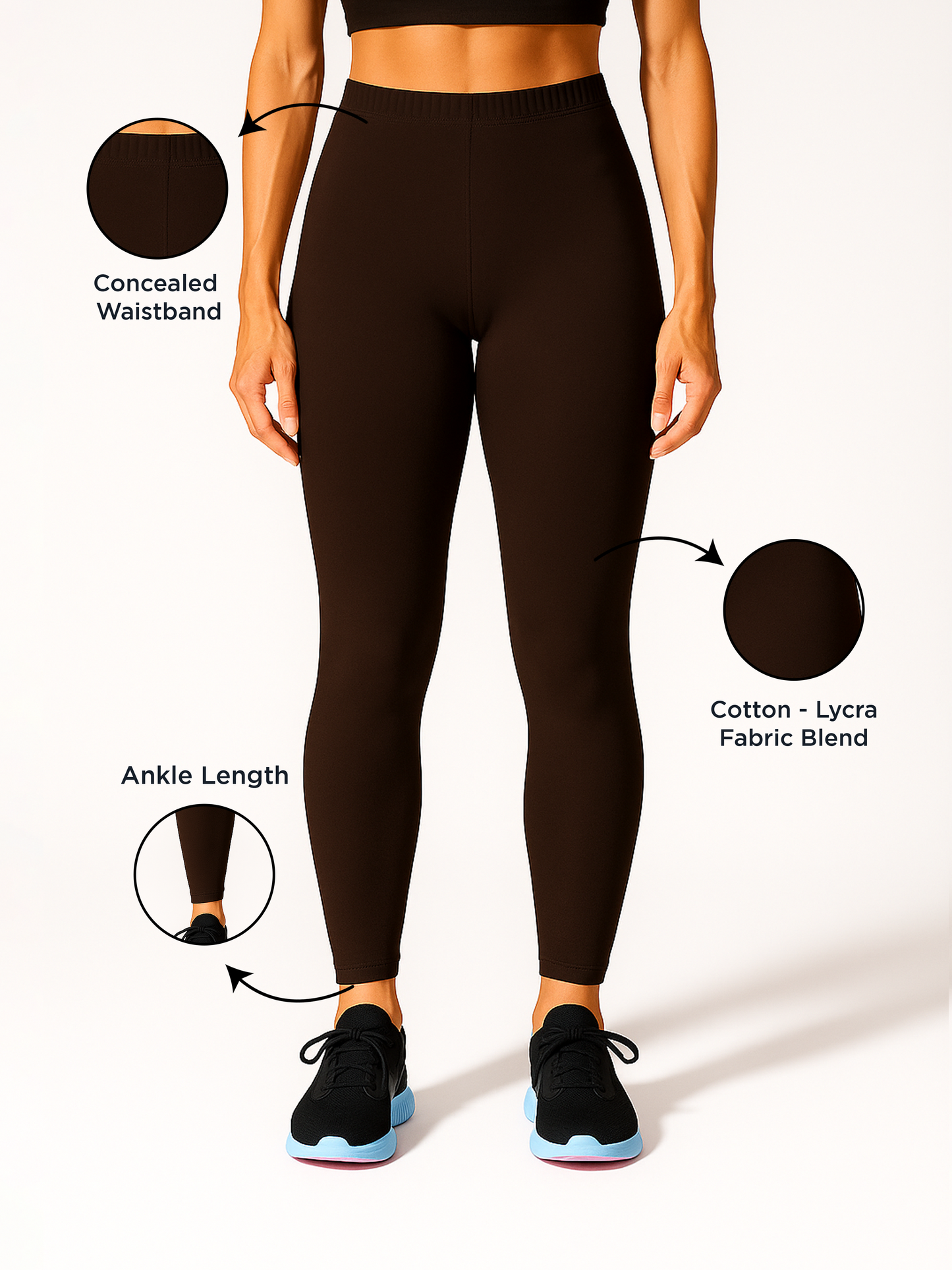 Hot Chocolate Women's Ankle Length Stretchable Cotton Lycra Leggings