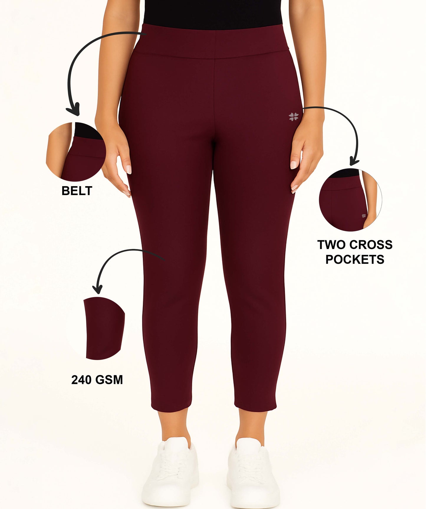 Maroon Women's Solid Elasticated Lounger Pant
