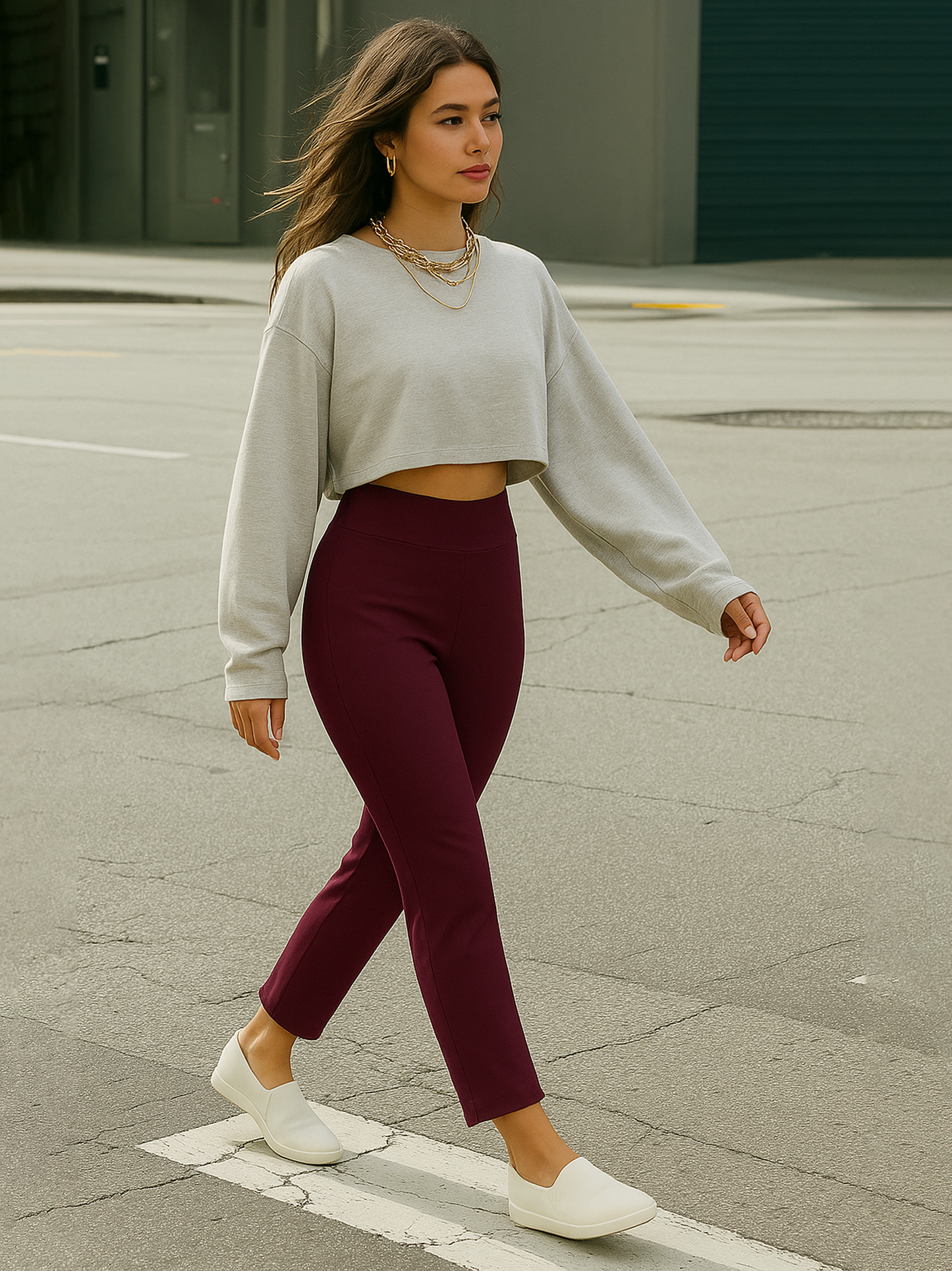 Maroon Women's Solid Elasticated Lounger Pant