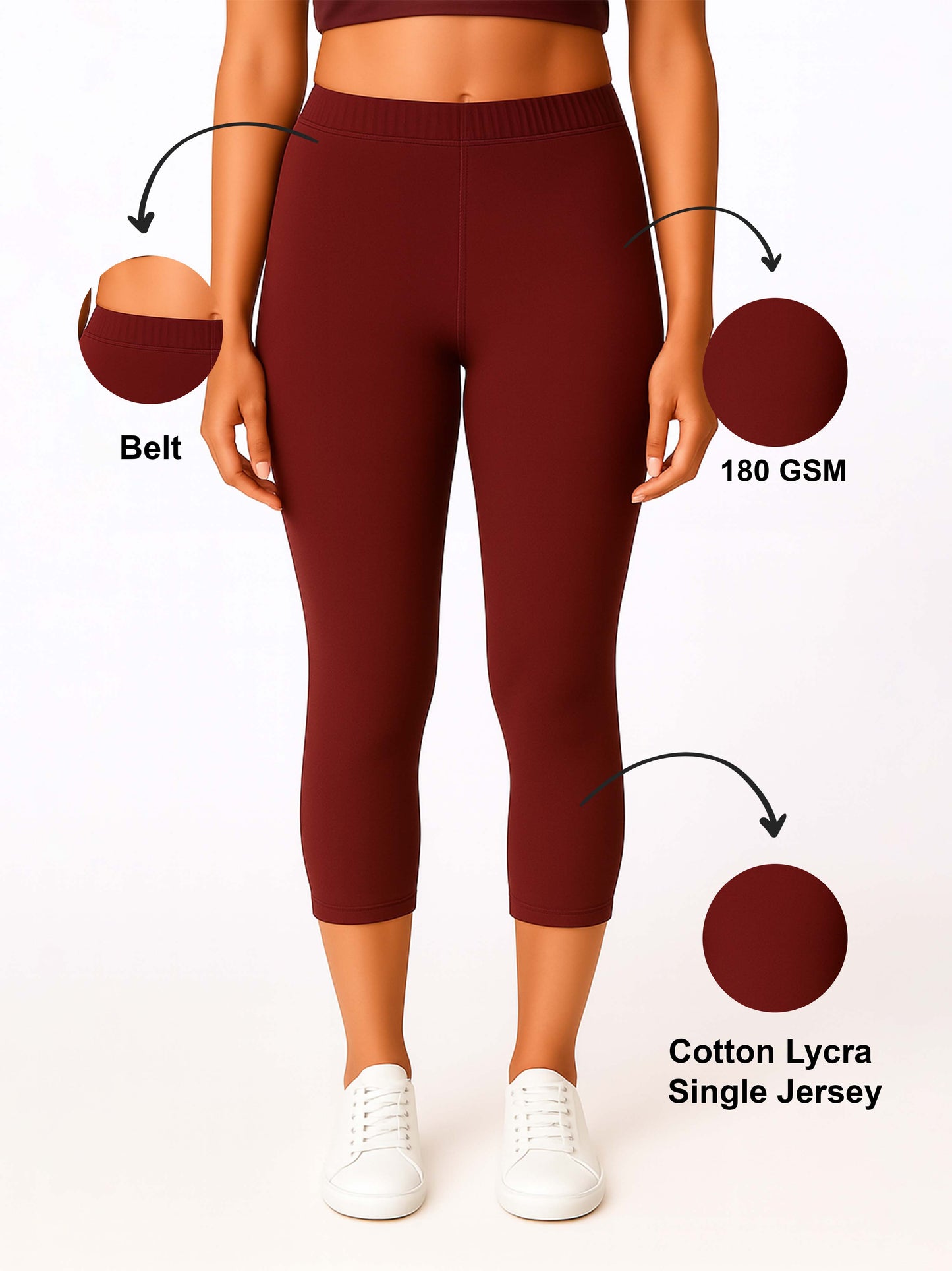 Maroon Women’s Solid Casual Capri