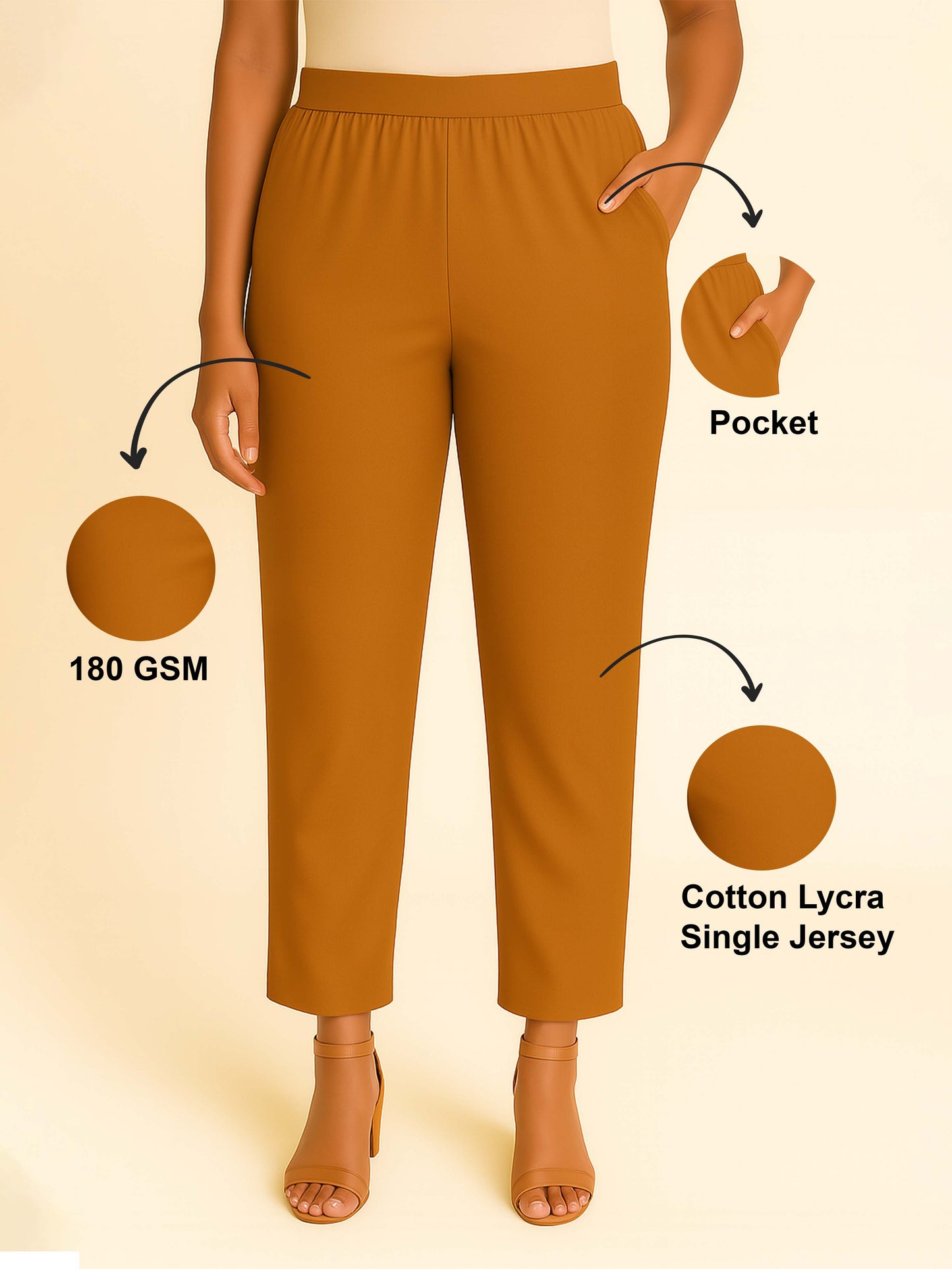 Mustard Women's Solid Cotton Lycra Kurti Pant