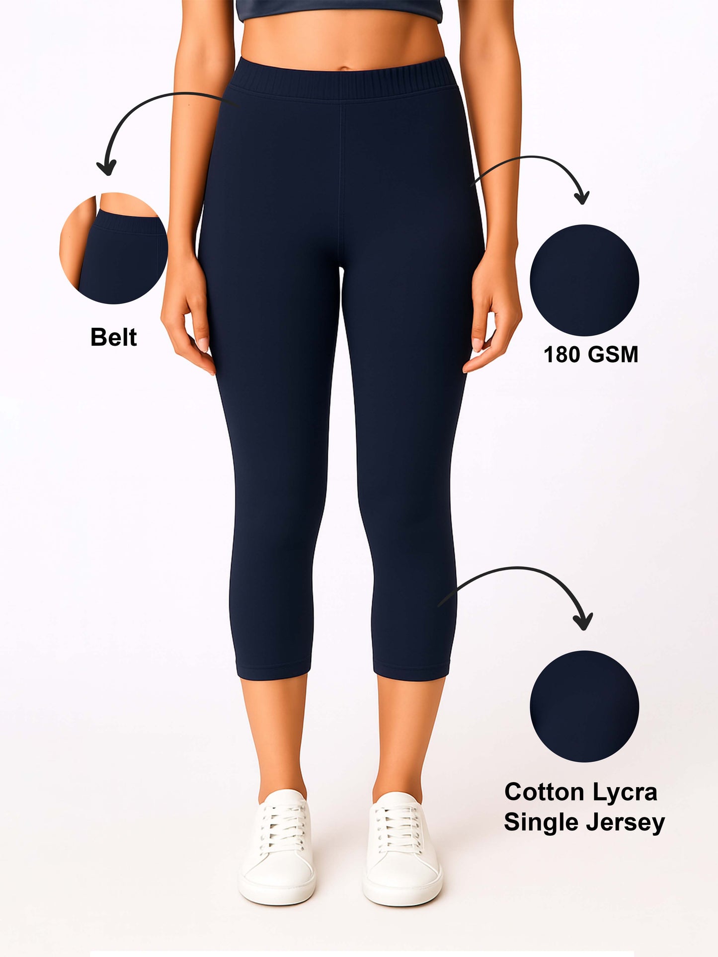 Navy Women’s Solid Casual Capri