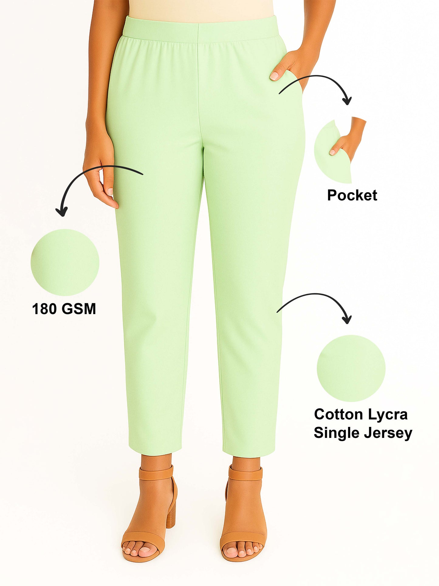 Pastel Green Women's Solid Cotton Lycra Kurti Pant