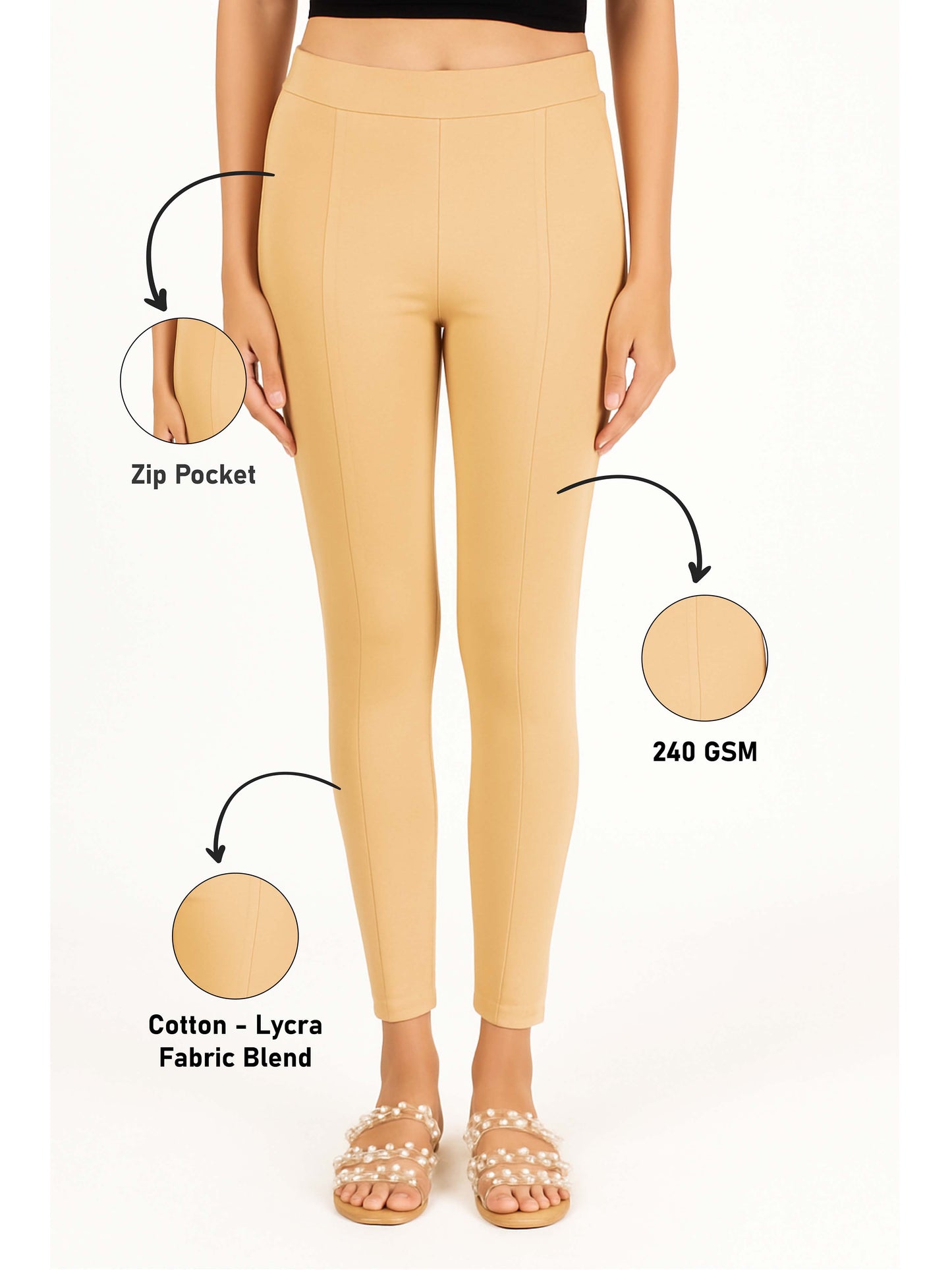 Beige Women's Solid Pleated Pant