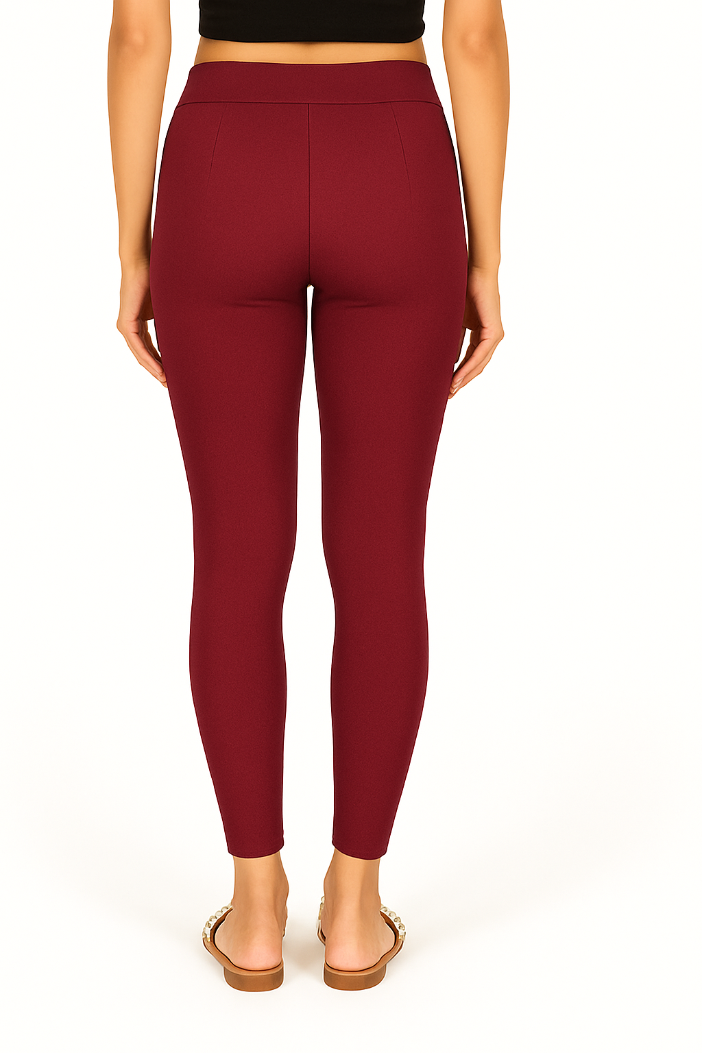 Maroon Women's Solid Pleated Pant