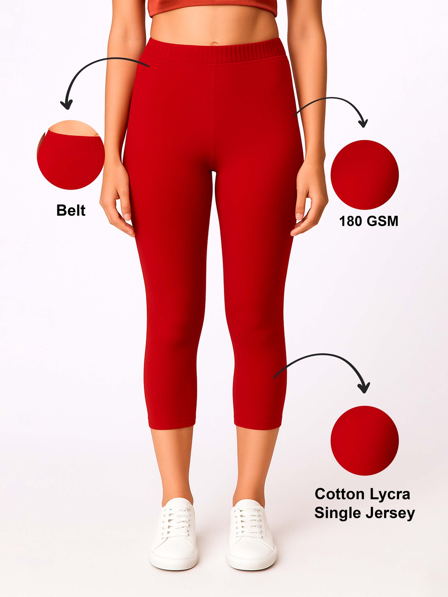 Red Women’s Solid Casual Capri