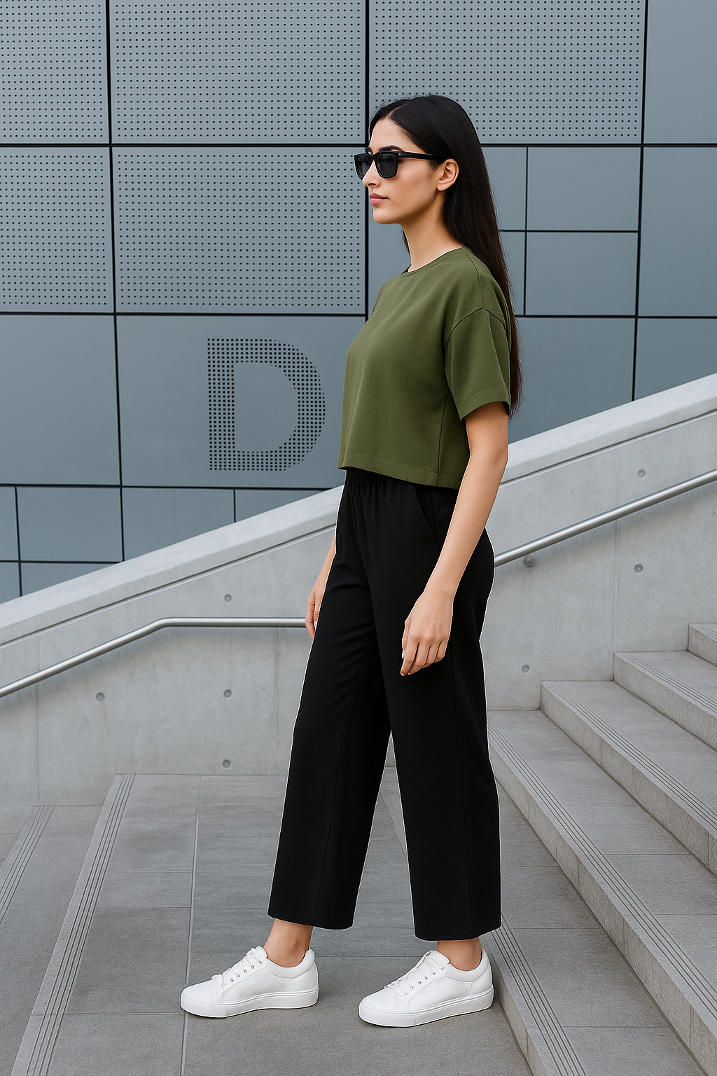 Black Women's Solid Relaxed Fit Pant
