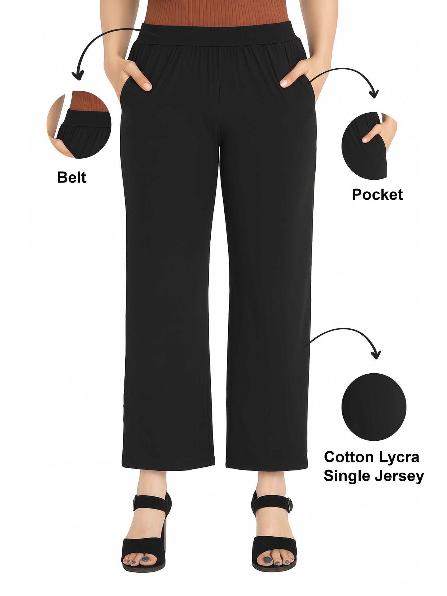 Black Women's Solid Relaxed Fit Pant