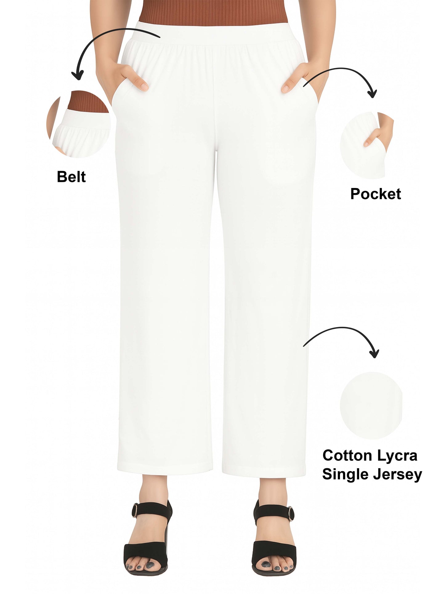 White Women's Solid Relaxed Fit Pant