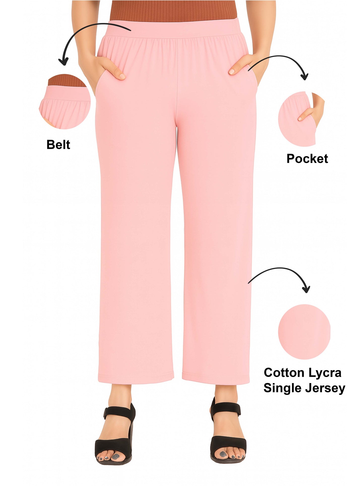 Baby pink Women's Solid Relaxed Fit Pant