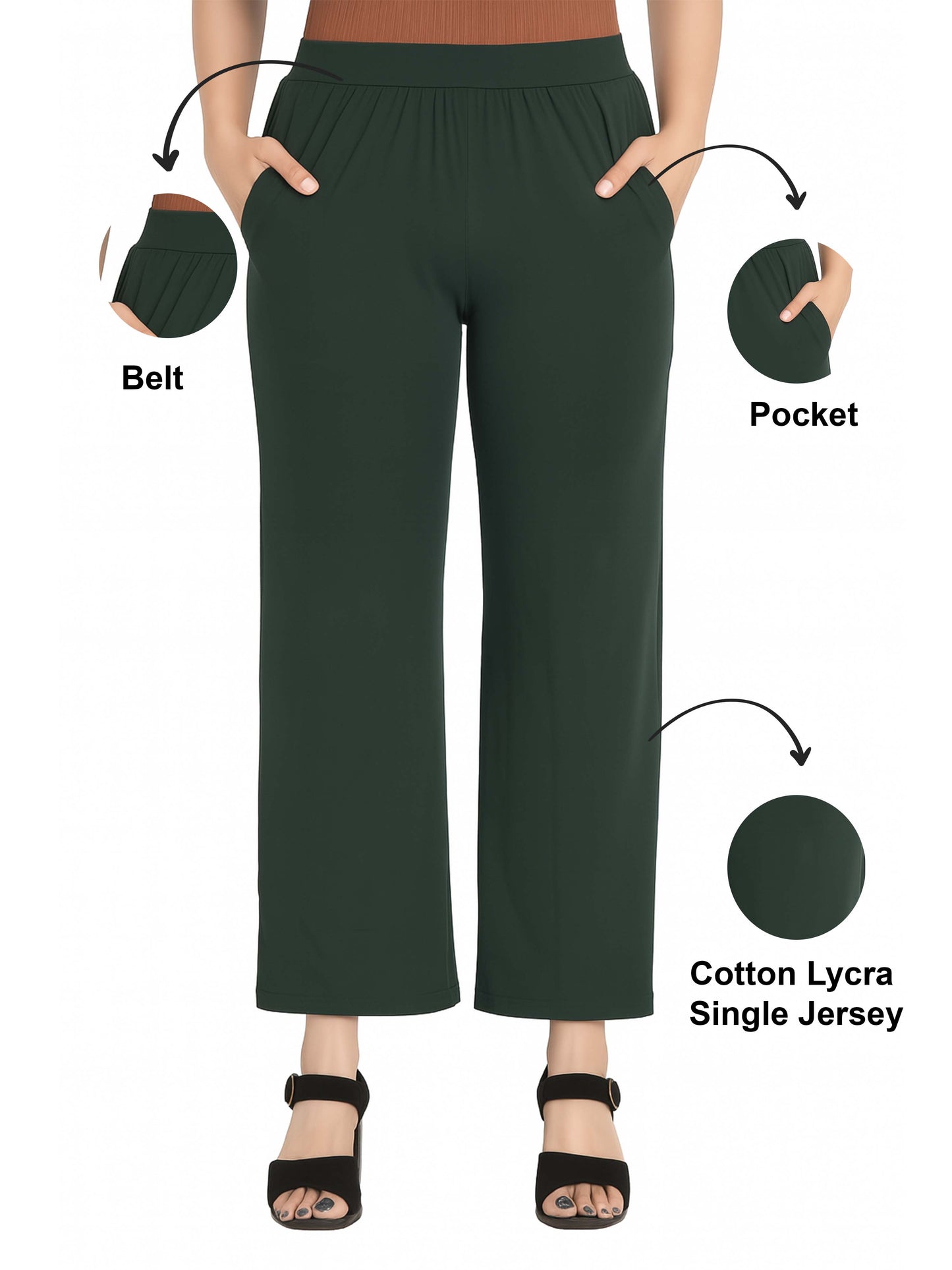 Bottle green Women's Solid Relaxed Fit Pant
