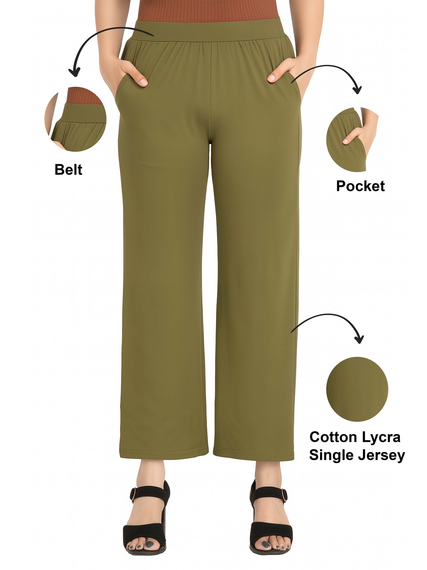 Mehendi Women's Solid Relaxed Fit Pant`