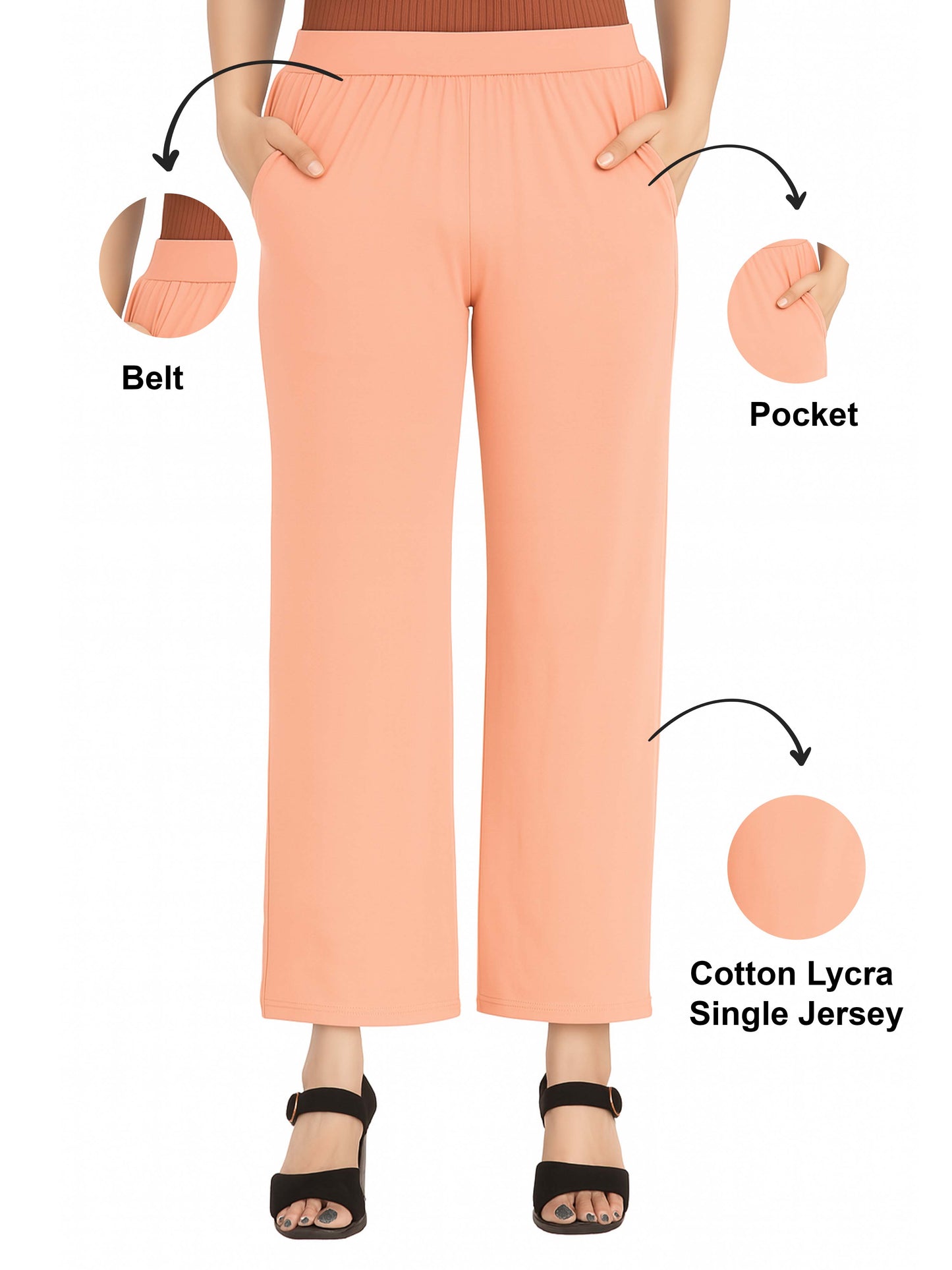Peach Women's Solid Relaxed Fit Pant
