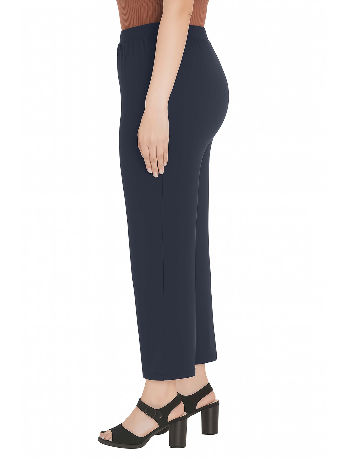 Denim Blue Women's Solid Relaxed Fit Pant