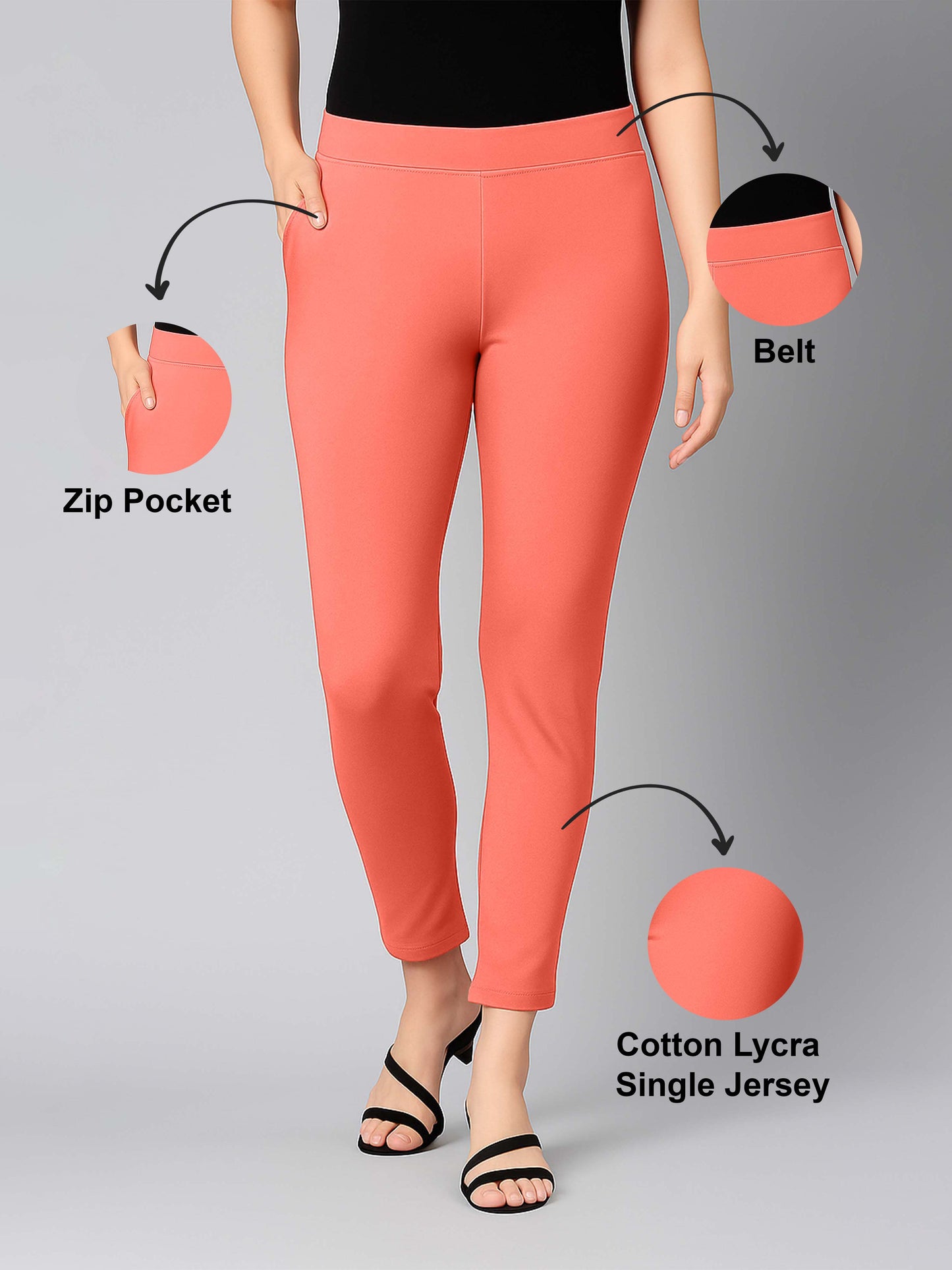 Coral Women's Cotton Lycra Solid Straight Pant