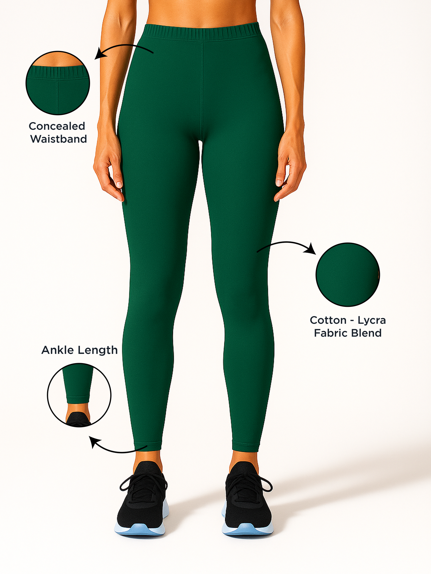 Teal Women's Ankle Length Stretchable Cotton Lycra Leggings