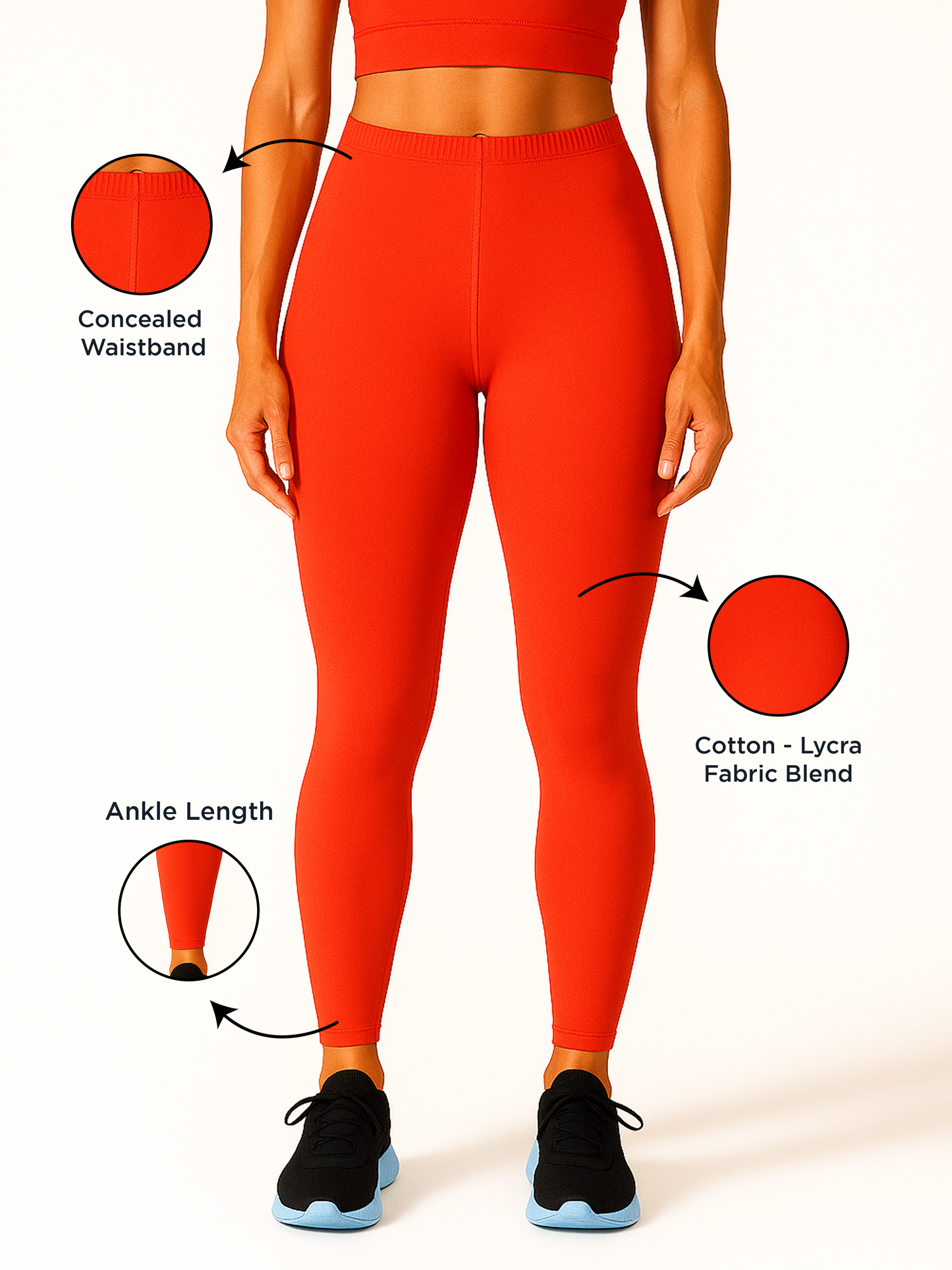 Tomato Women's Ankle Length Stretchable Cotton Lycra Leggings