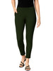 Olive Green Women's Cotton Lycra Solid Straight Pant