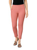 Peach Women's Cotton Lycra Solid Straight Pant