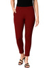 Light Maroon Women's Cotton Lycra Solid Straight Pant